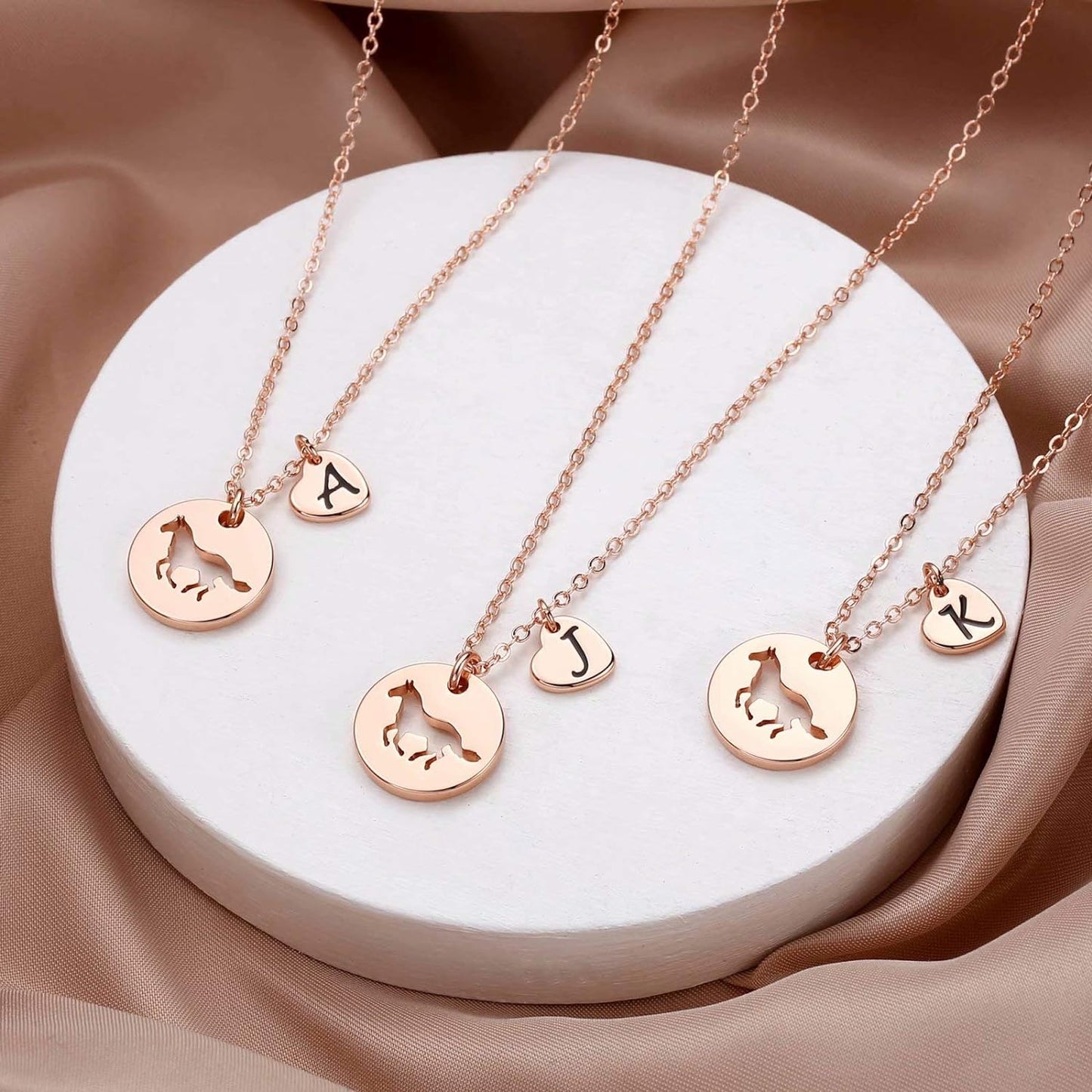 Horse Gifts for Girls - Stainless Steel Heart Initial A-Z Necklace, Dainty Jewelry for Women, Teen Girls, Horse Lovers