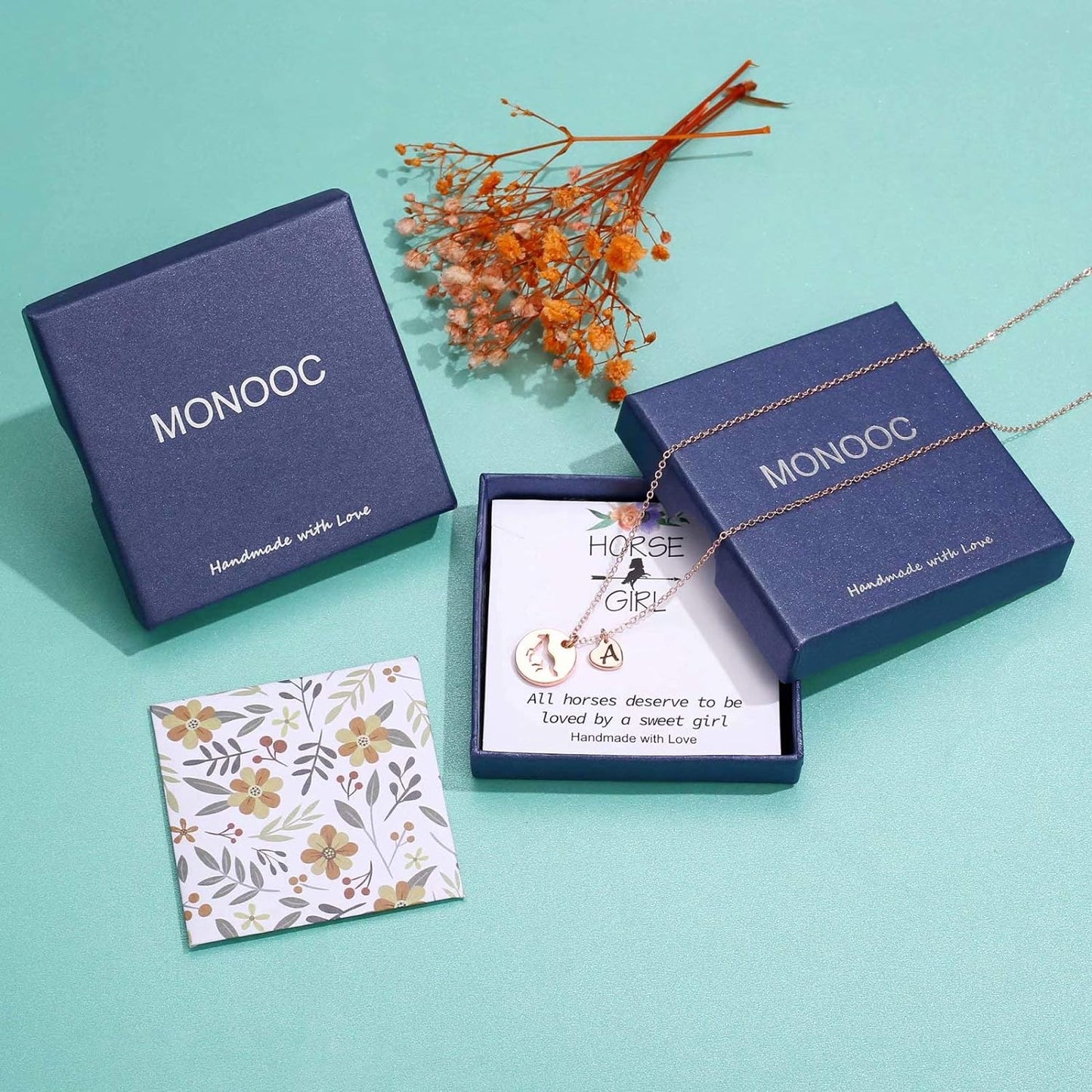 Horse Gifts for Girls - Stainless Steel Heart Initial A-Z Necklace, Dainty Jewelry for Women, Teen Girls, Horse Lovers