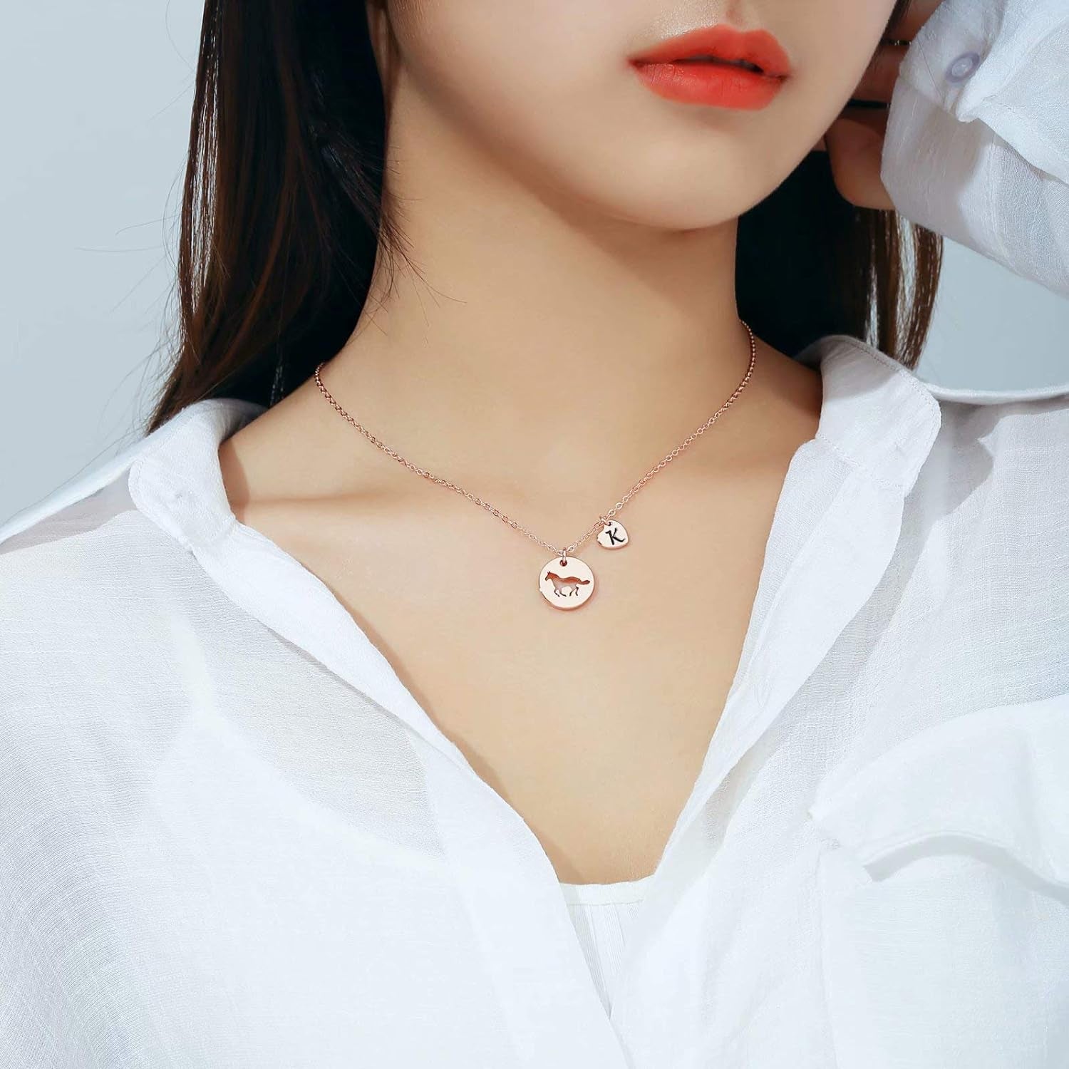 Horse Gifts for Girls - Stainless Steel Heart Initial A-Z Necklace, Dainty Jewelry for Women, Teen Girls, Horse Lovers